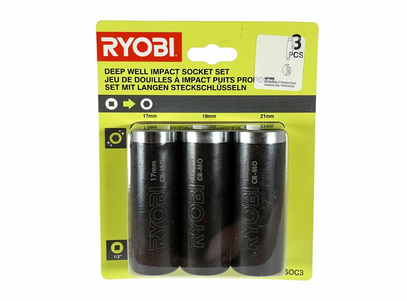 Ryobi RAKPISOC3 Slagtoppsats 1/2 tum 3 delar (17, 19, 21 mm)