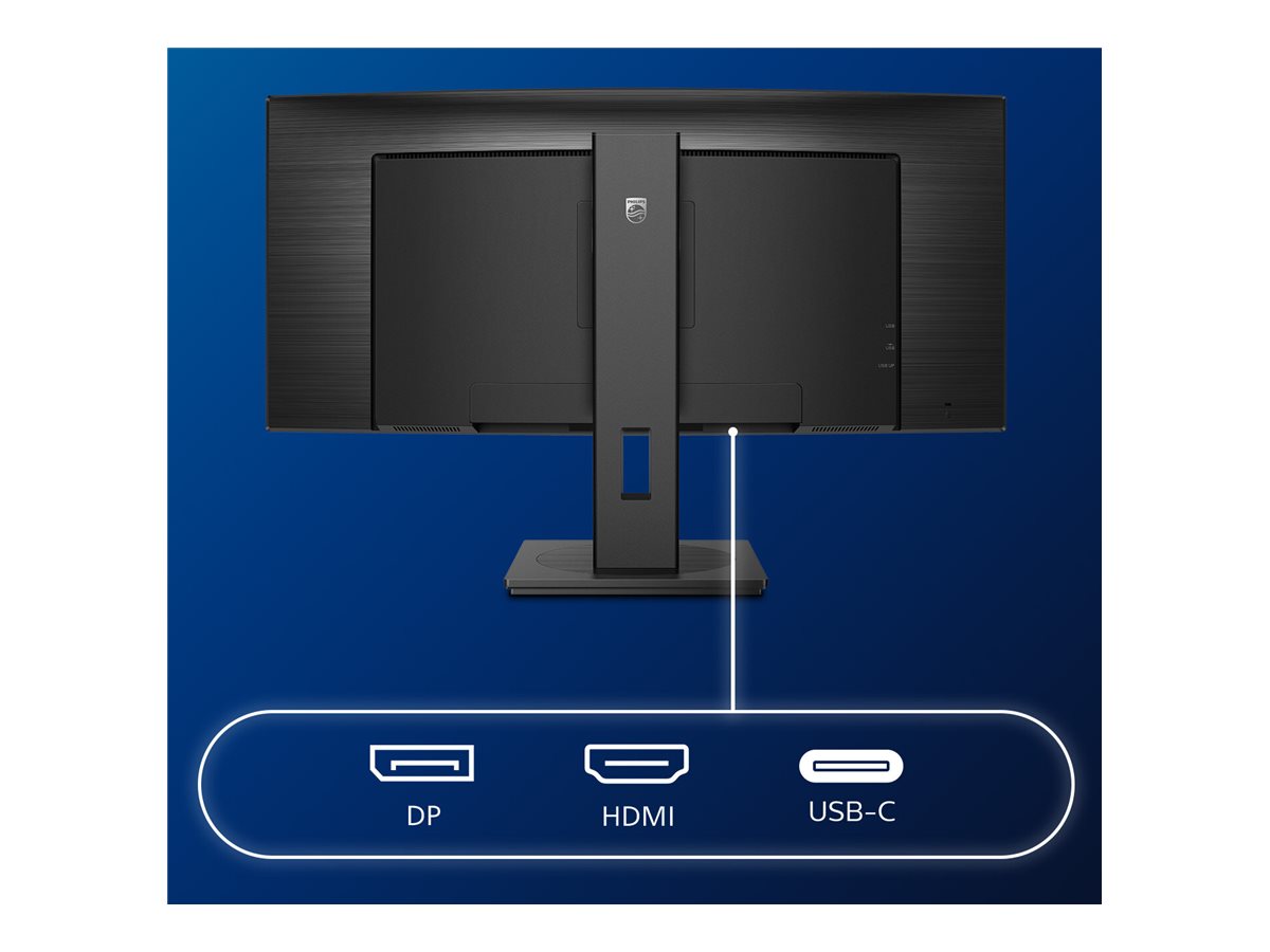 Philips 346B1C 34" böjd UltraWide USB-C dockningsskärm, svart – vy 7