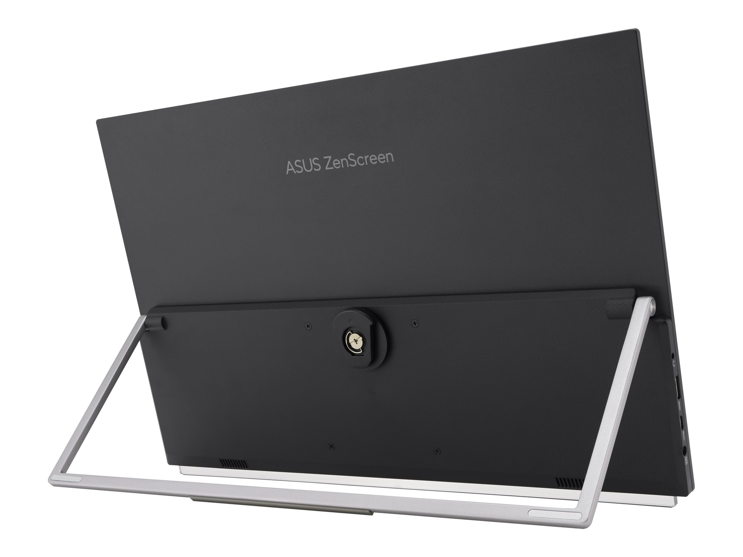 ASUS ZenScreen MB229CF baksida som visar det infällbara kickstativet