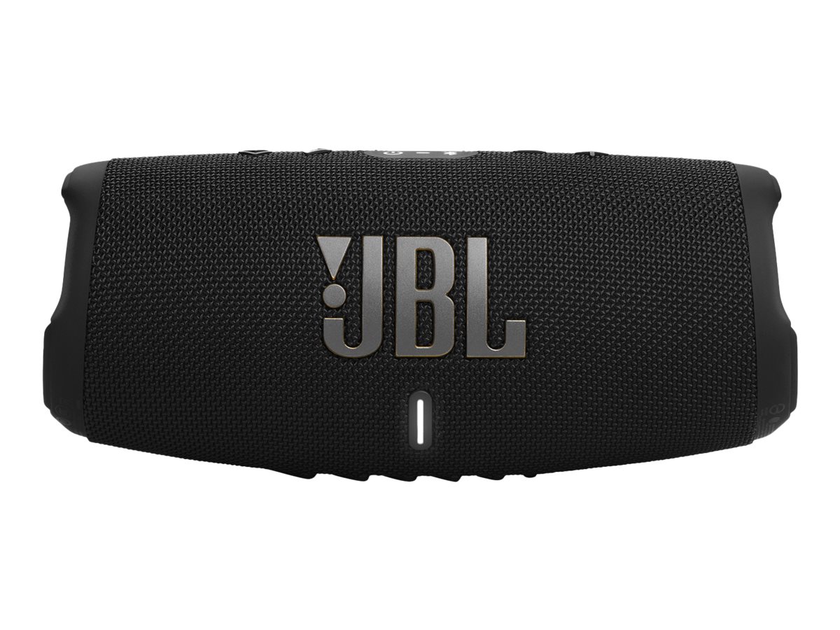 JBL Charge 5 Wi-Fi högtalare svart, sedd snett från sidan