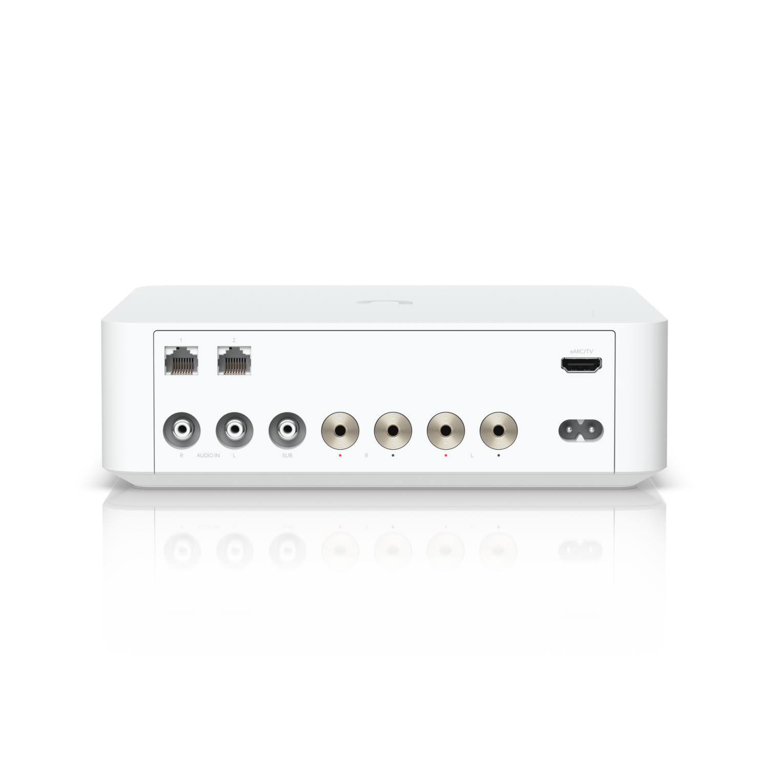 Ubiquiti UniFi PowerAmp vit – detaljvy av portar och utgångar
