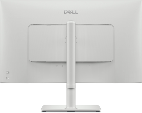 DELL S2725QC sedd bakifrån med Dell-logotyp och höjdjusterbart stativ
