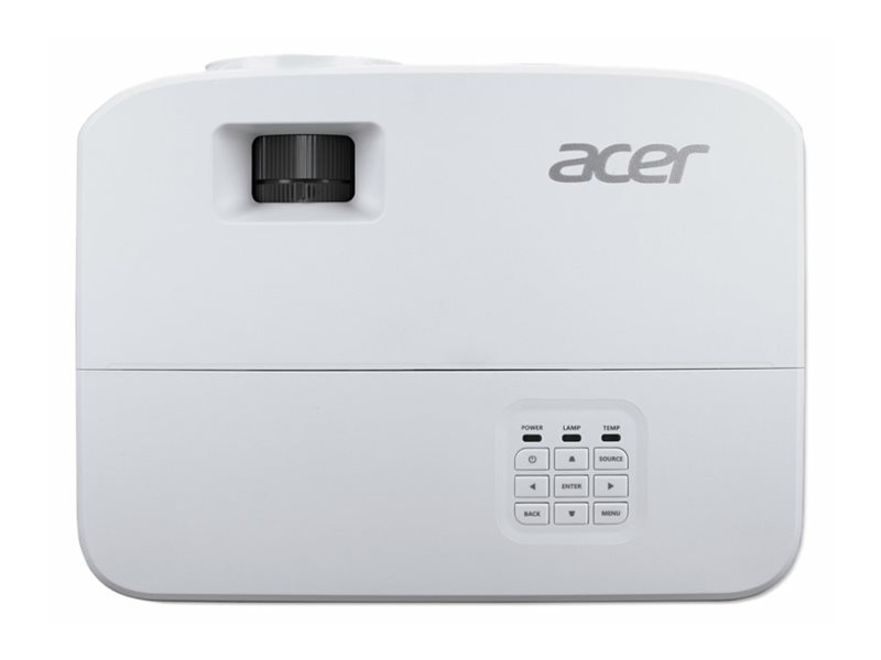Acer P1557 projektor uppifrån med fokusring och knappar