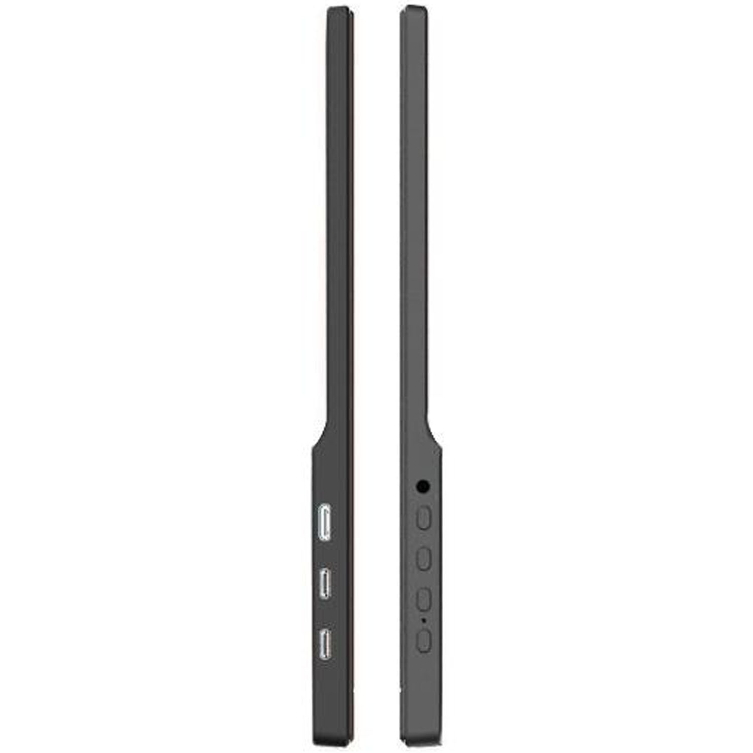 Nilox NXMP16FHD1201 sedd från kanten med två USB-C-portar och hörlursuttag