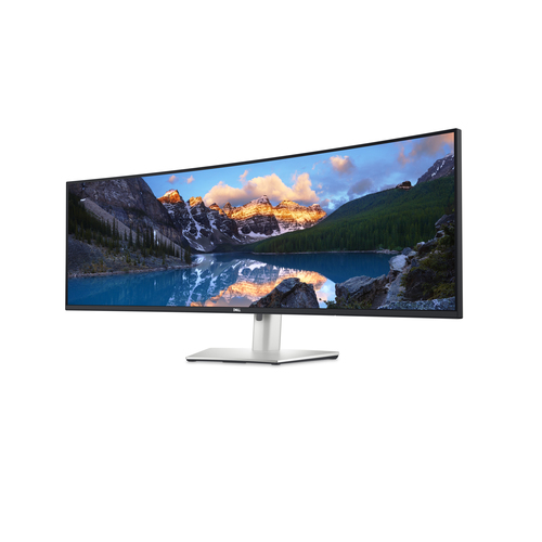 DELL UltraSharp U4924DW sedd snett framifrån som visar den böjda skärmen