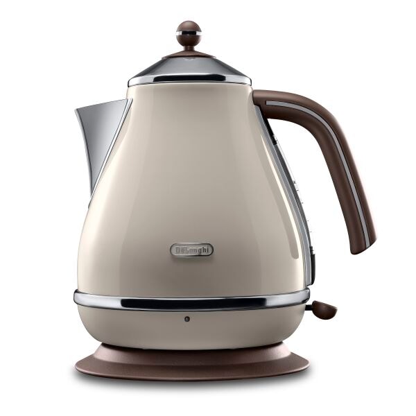 De'Longhi Icona Vintage KBOV2001 vattenkokare 1,7L i kräm med rostfritt stål och retrodesign