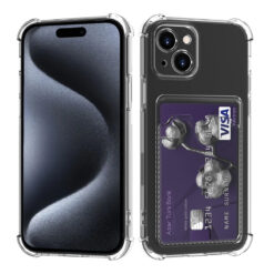 iPhone 15 Stöttåligt Skal med Korthållare - Transparent
