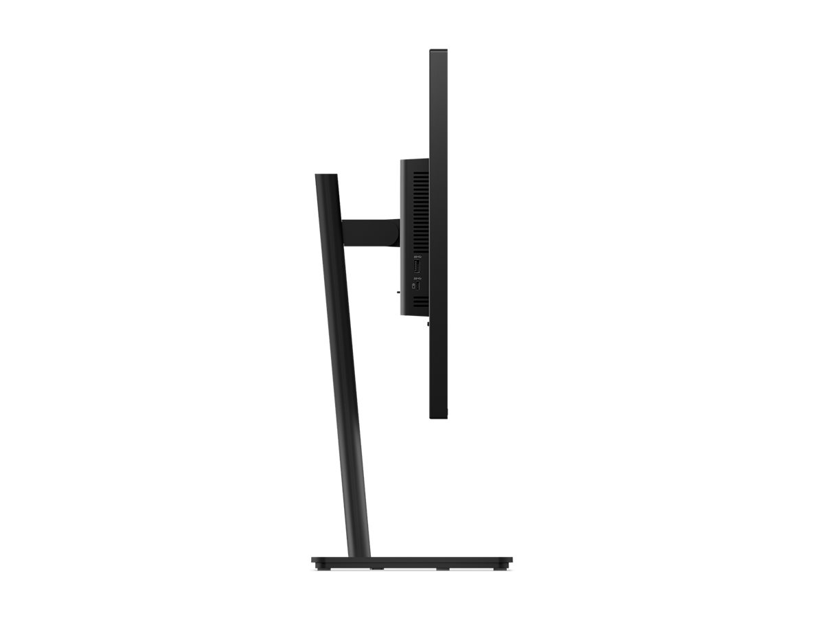Lenovo ThinkVision T27Q-40 sedd från sidan som visar den smala skärmprofilen
