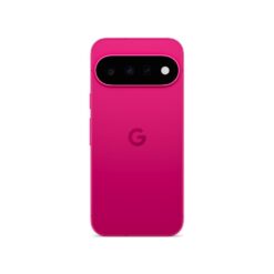 Google Pixel 11 i färgen Hibiscus, baksida med trippelkamera