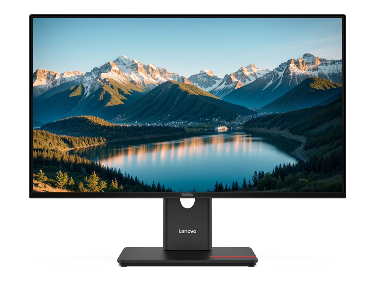 Lenovo ThinkVision T27Q-40 27 tums QHD-skärm i svart, sedd rakt framifrån