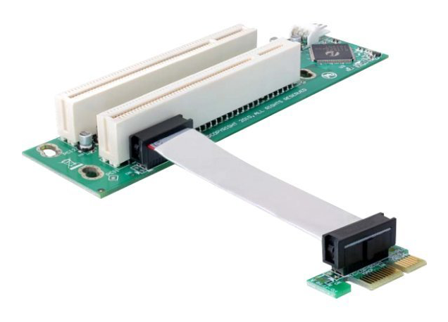 Delock stigarkort PCI Express x1 till 2x PCI med flexibel kabel