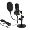 Delock USB-kondensatormikrofon med spindelupphängning, pop-filter och stativ
