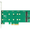 Delock PCI Express-kort uppifrån som visar M.2-portar och RAID-inställningar