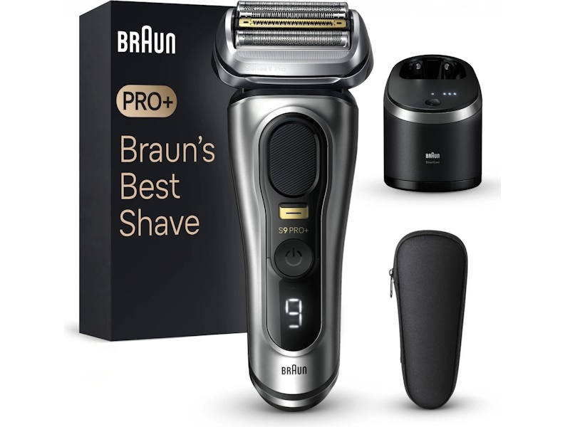 Braun Series 9 Pro+ 9565cc rakapparat i silver med förpackning, SmartCare Center och reseetui
