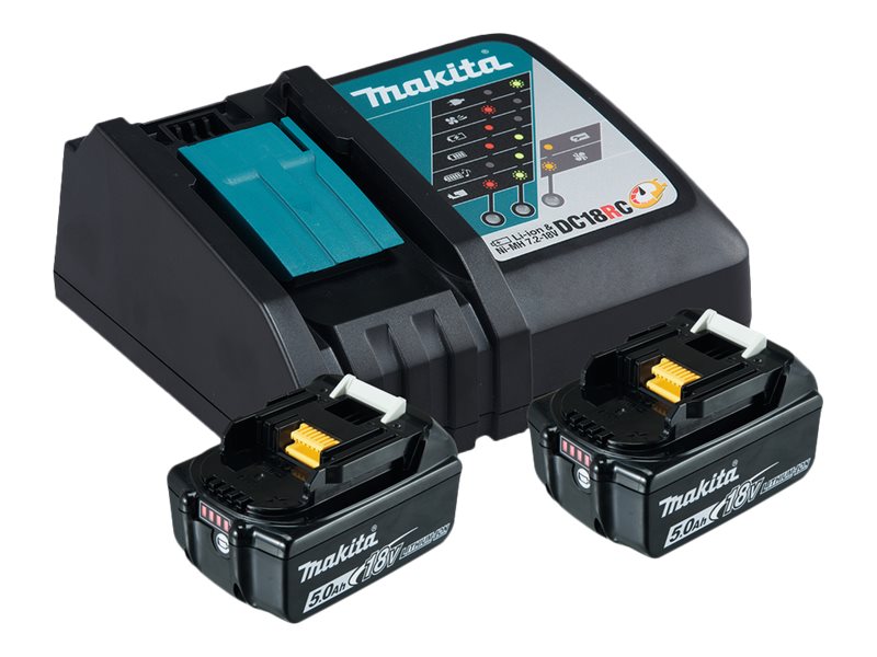 Makita DC18RC Batteriladdare med 2x BL1850B 5,0Ah 18V-batterier