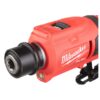Milwaukee M12 FTB-0 Fuel Däckbuffer, närbild på det vinklade 7/16-tums snabbytesfästet