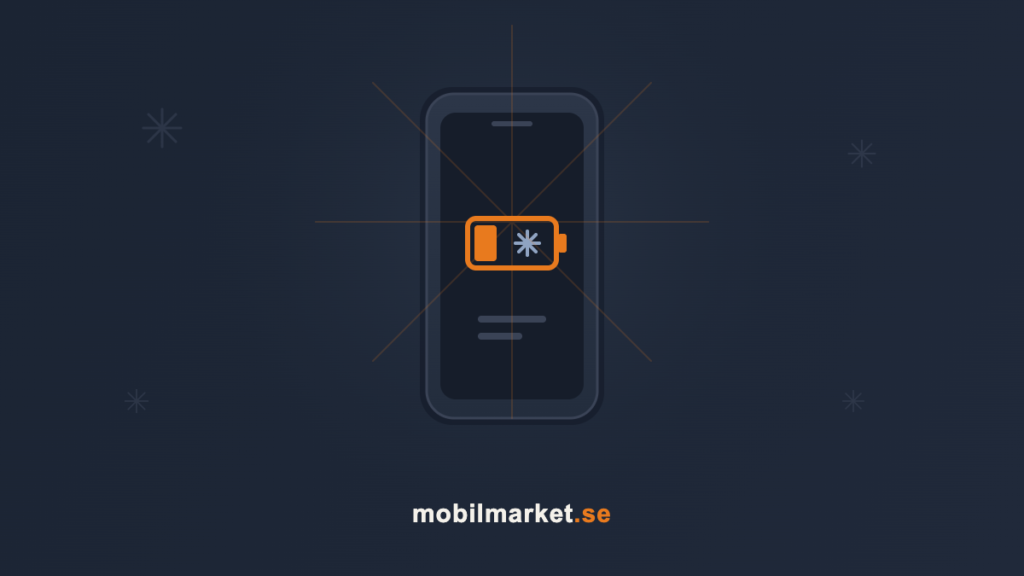 Mobiltelefon med batteriikon och snöflinga som illustrerar batteriproblem i kyla
