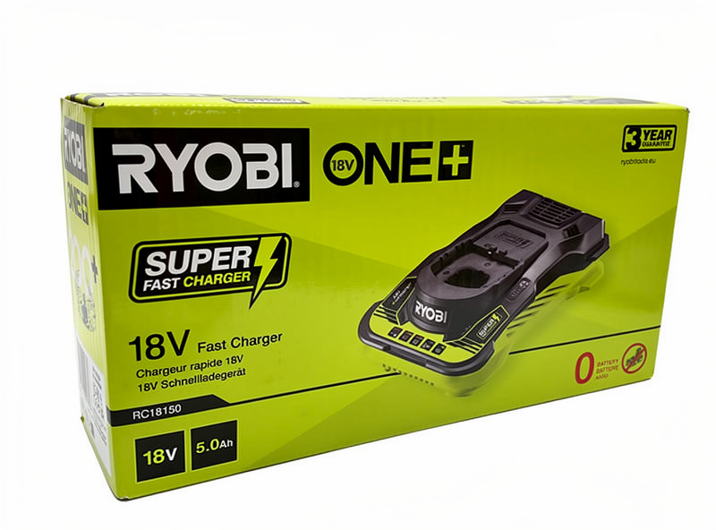 Ryobi RC18150 ONE+ 18V snabbladdare, förpackning