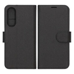 Samsung Galaxy S25 Edge Plånboksfodral med Stativ i svart konstläder