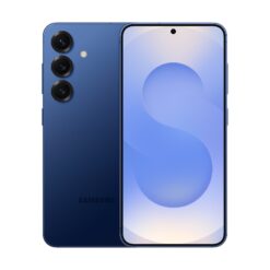 Samsung Galaxy S25 Marinblå sedd framifrån och bakifrån