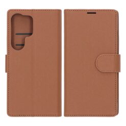 Samsung Galaxy S25 Ultra planboksfodral med stativ - brun