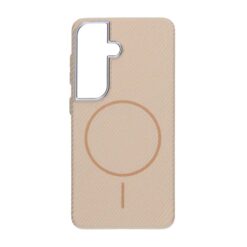 Samsung Galaxy S26 carbonskal i guld med MagSafe-ring, baksida