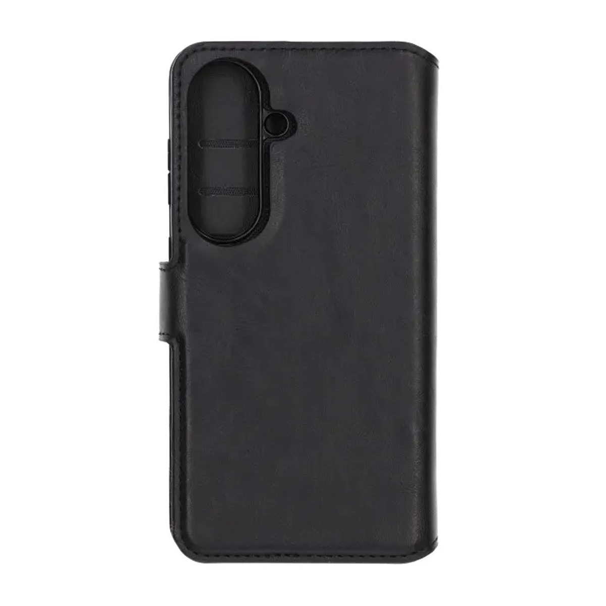 Samsung Galaxy S26 plånboksfodral i svart, baksida med kameraurtag