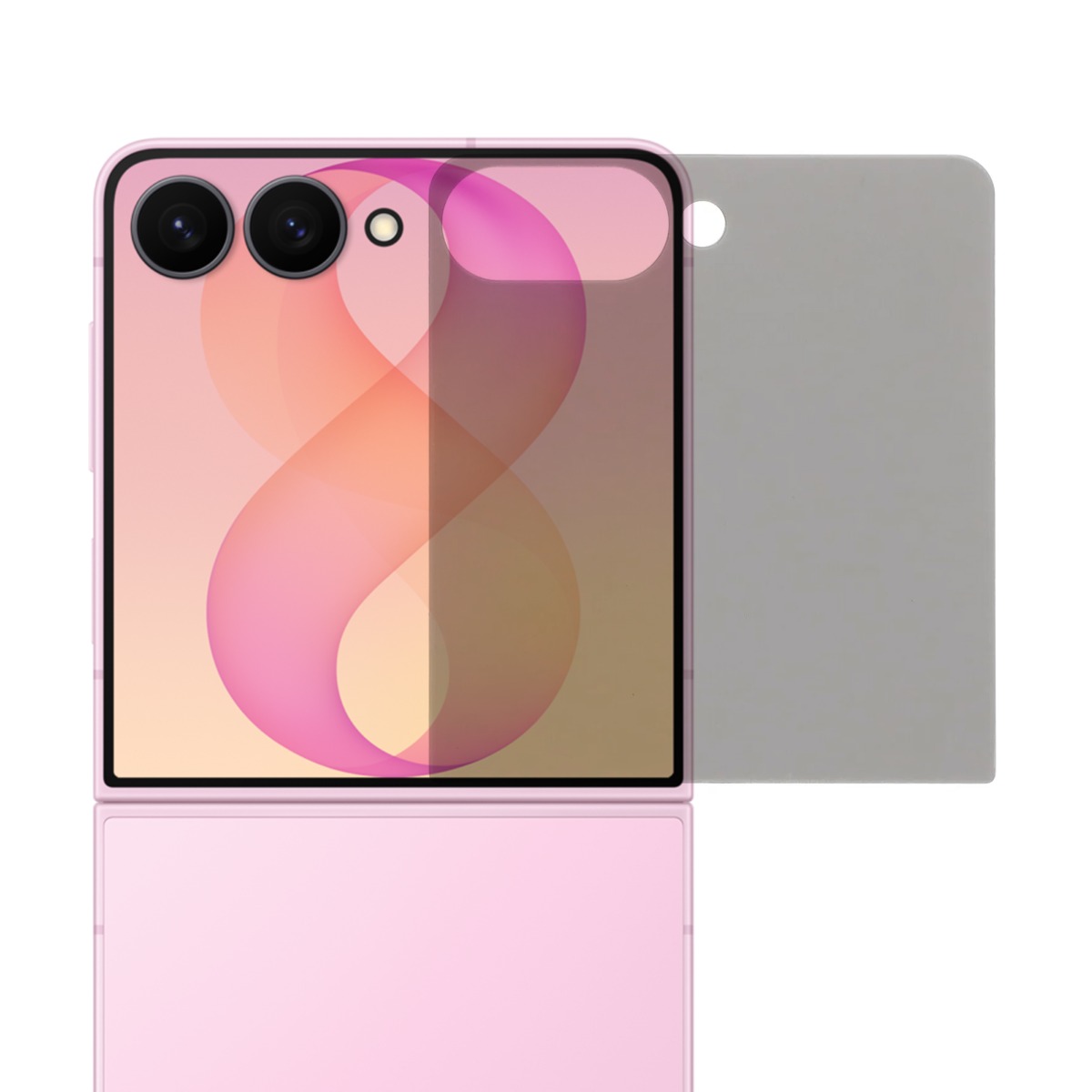 Samsung Galaxy Z Flip 8 skärmskydd privacy härdat glas monterat på telefon