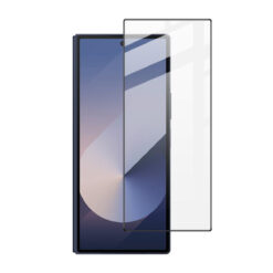Skärmskydd med aluminiumram monterat på Samsung Galaxy Z Fold 7 skärm