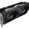 ASUS Dual GeForce RTX 3060 V2 12GB grafikkort, snett ovanifrån med GeForce RTX-text