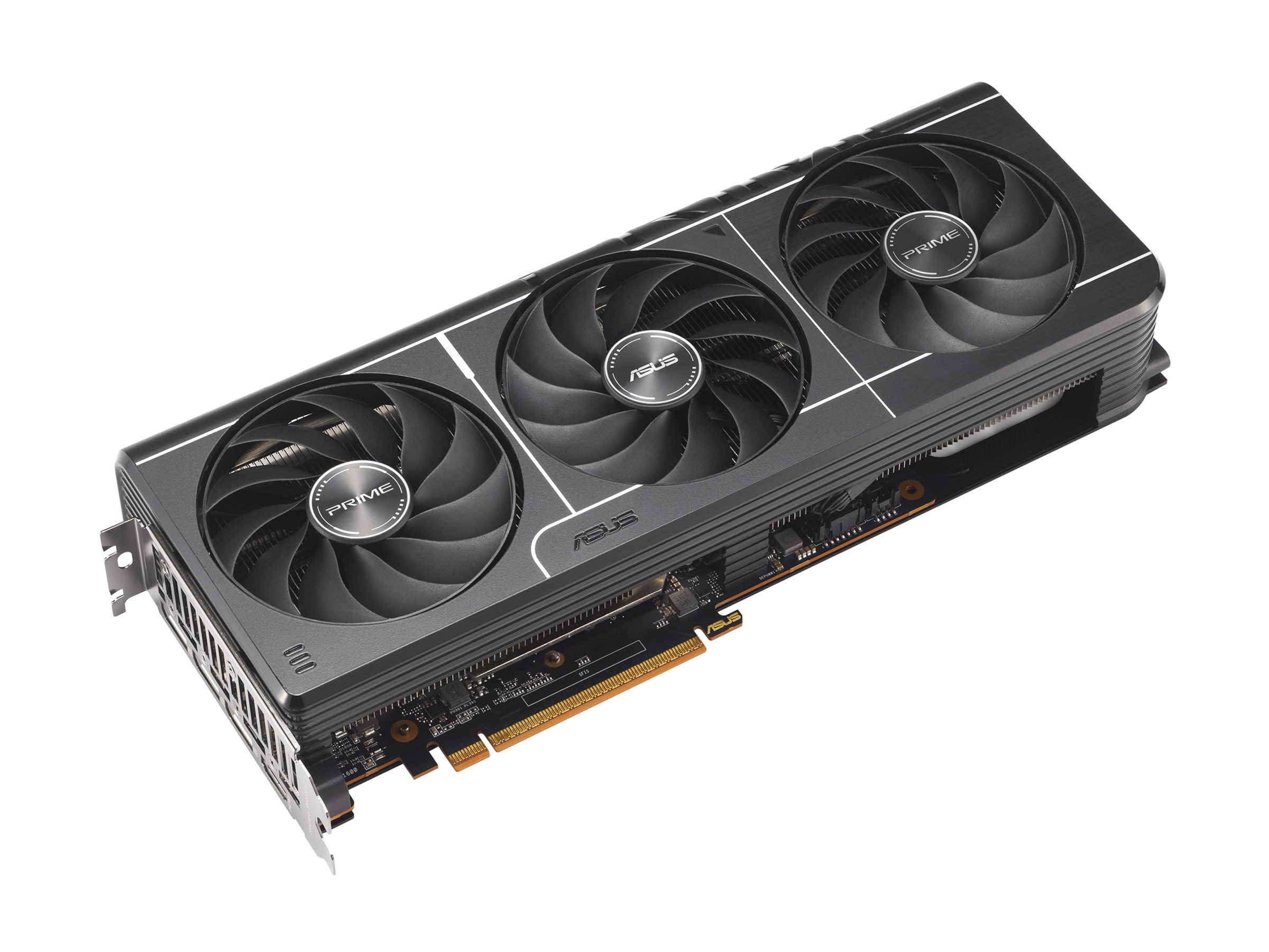 ASUS Prime Radeon RX 9070 XT OC Edition grafikkort sett snett från sidan