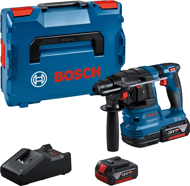 Bosch GBH 18V-22 Professional borrhammare med 2 batterier, laddare och L-BOXX