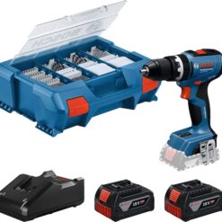 Bosch Professional GSB 18V-65 slagborrmaskin med 2 batterier, laddare och L-Case Pick & Click