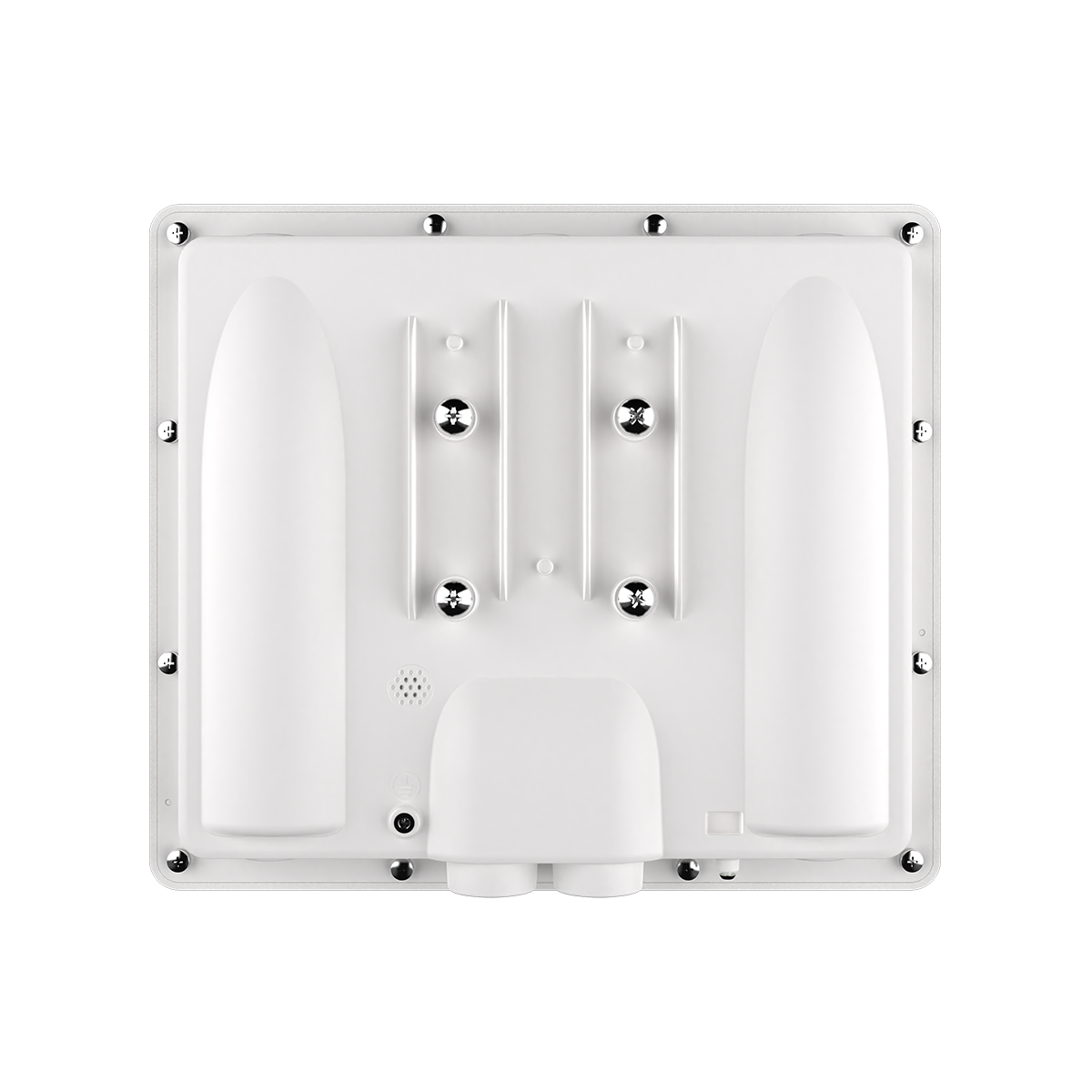 Baksidan av D-Link DAP-X3060OU accesspunkt med monteringsfäste och kabelkåpa