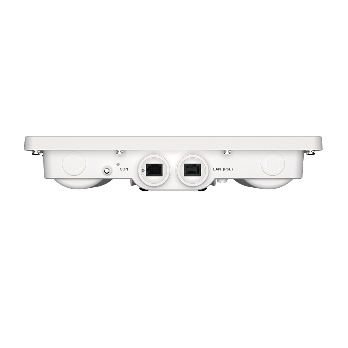 Undersidan av D-Link DAP-X3060OU accesspunkt med LAN-port för PoE och konsolport