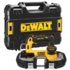 DeWALT DCS377NT-XJ portabel bandsåg 18V framför förvaringslåda