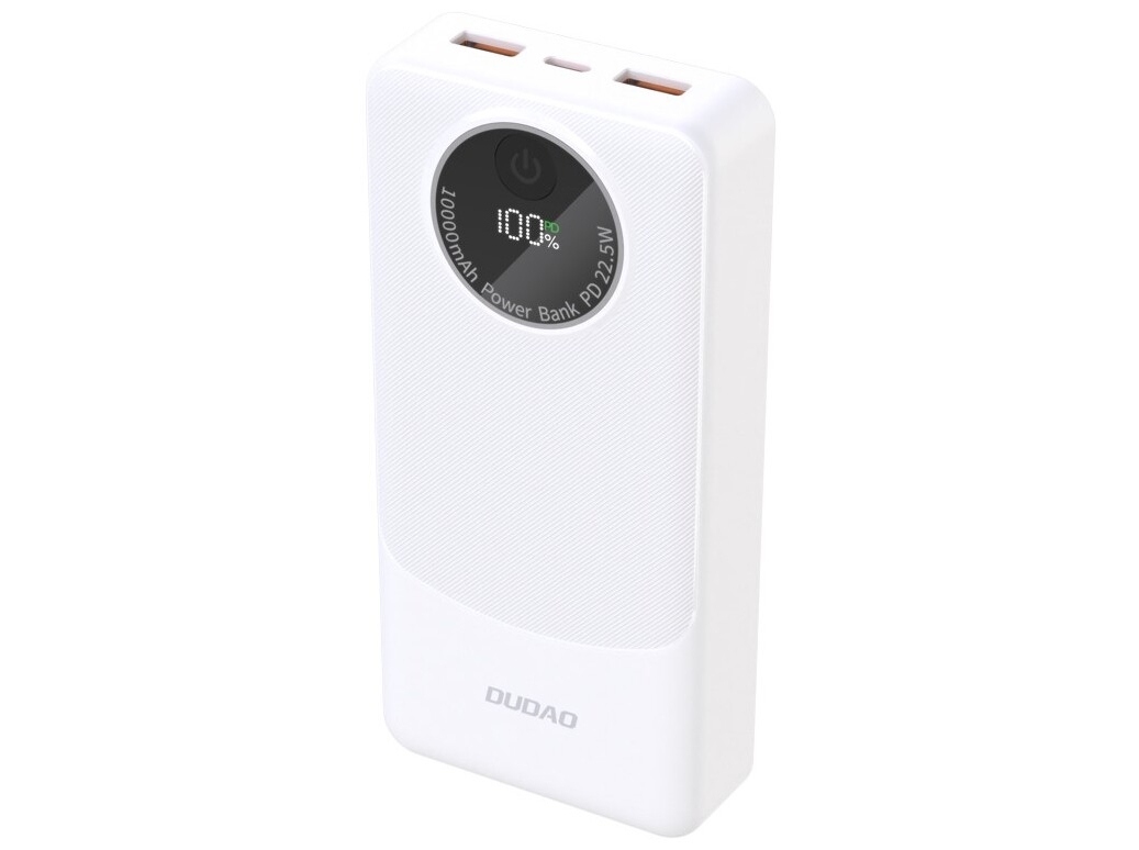 Dudao K12Pro powerbank 20000 mAh vit, sedd framifrån