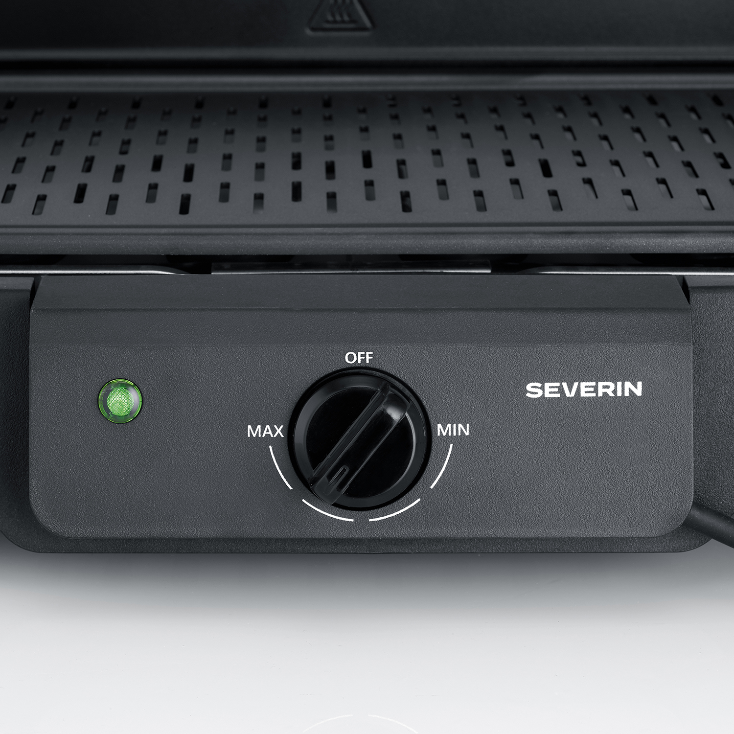 Severin PG 8596 elgrill, närbild på temperaturreglaget