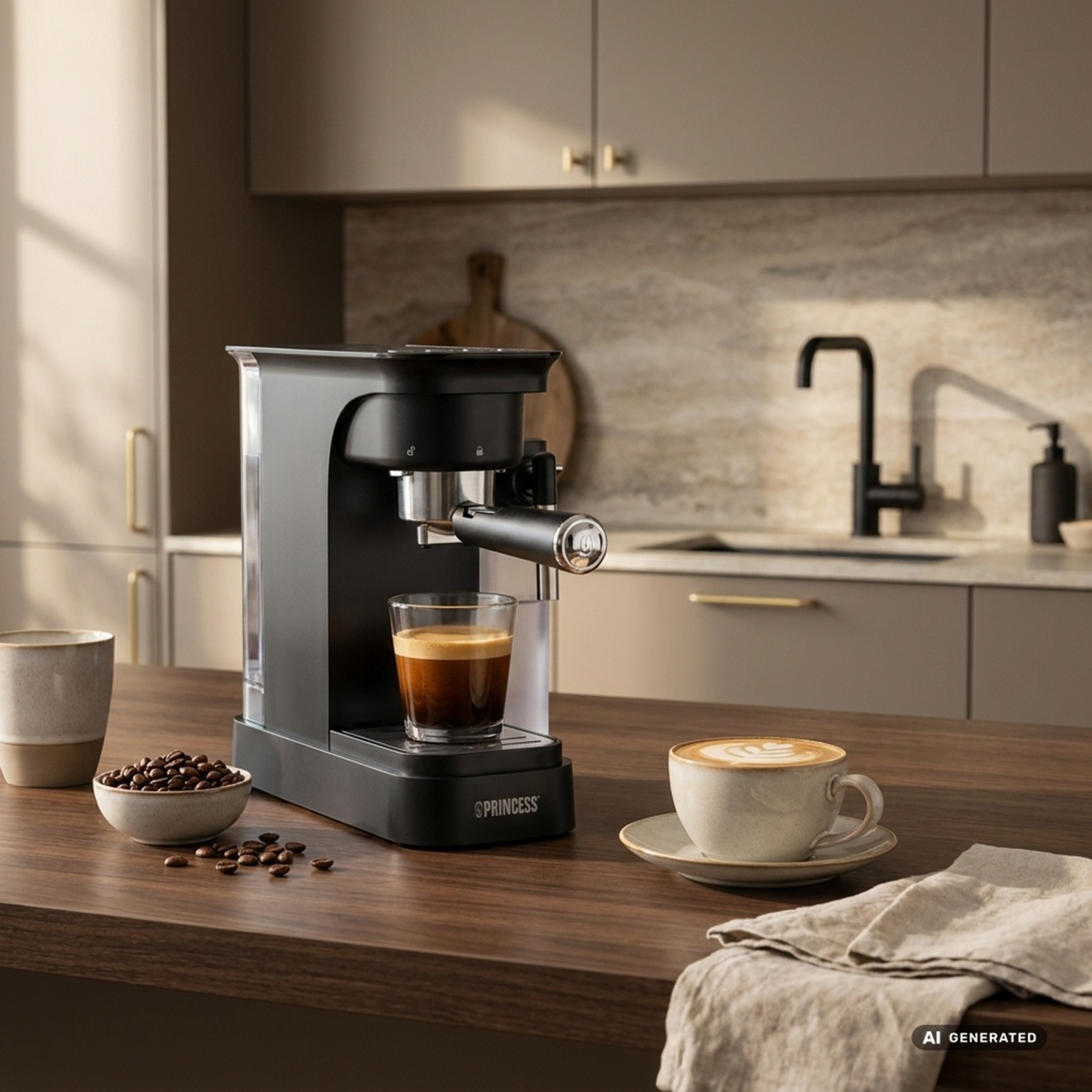 Princess Espressomaskin 249422 – Espressomaskinen i ett kök