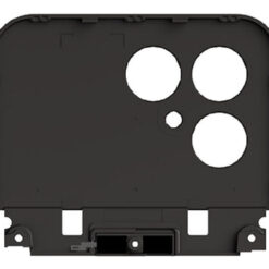Fairphone 6 övre baksida i färgen svart, framifrån