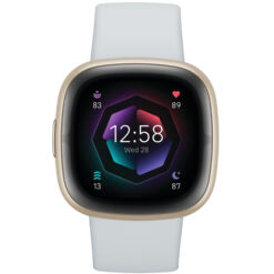Fitbit Sense 2 smartklocka sedd rakt framifrån med urtavla