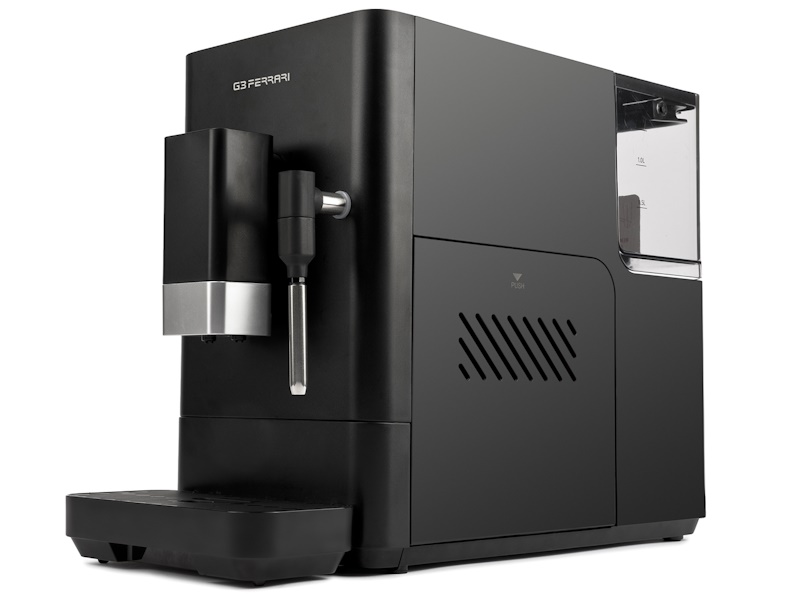 Svart G3 Ferrari G10235 Duchessa helautomatisk kaffemaskin med mjölkskummare