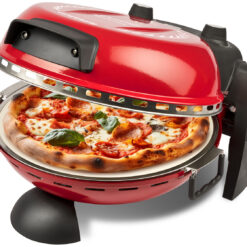 Röd G3 Ferrari Pizza Delizia Anniversary pizzaugn med en pizza inuti