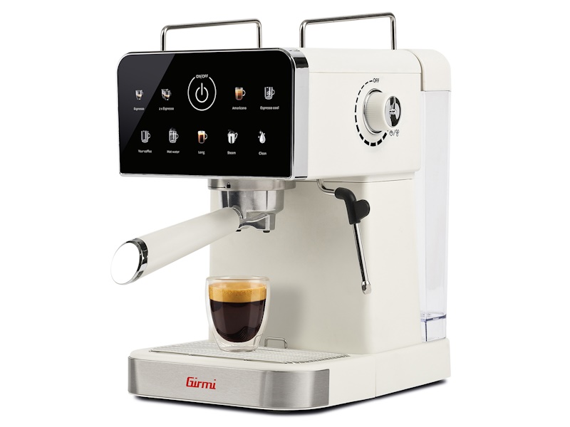 Girmi MC55 Caffè Sonata beige espressomaskin med färgdisplay, portafilter och espresso