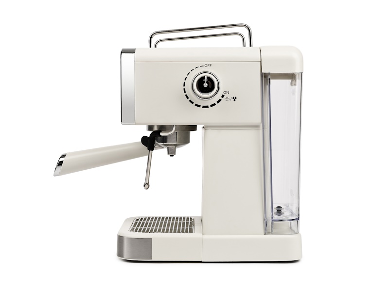 Girmi MC55 Caffè Sonata beige espressomaskin sedd från sidan med vattentank och portafilter