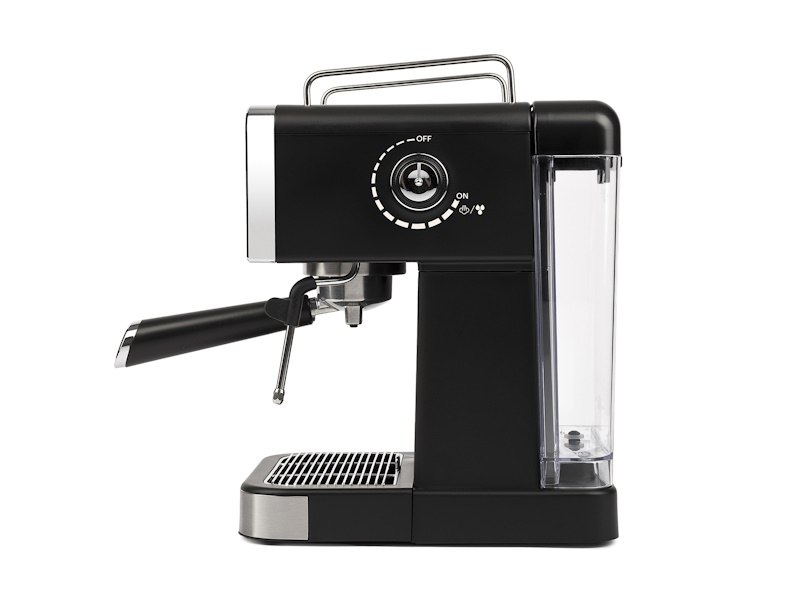 Girmi MC55 Caffè Sonata svart espressomaskin sedd från sidan med vattentank och portafilter