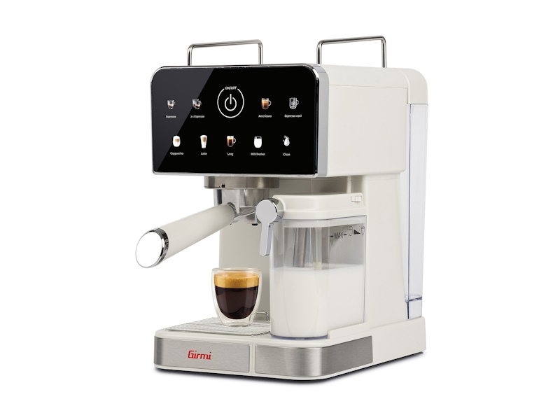 Girmi MC71 Caffè Duetto beige espressomaskin med färgdisplay, portafilter och mjölkskummare