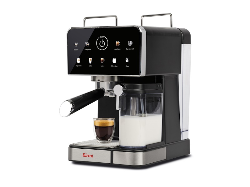 Girmi MC71 Caffè Duetto svart espressomaskin med färgdisplay, portafilter och mjölkskummare