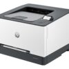 HP Color LaserJet Pro 3202dw färglaserskrivare, snett framifrån med pappersfack och kontrollpanel