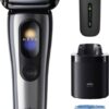 Braun 349659 rakapparat i silver med rengöringsstation, laddningsstation och rengöringskassett